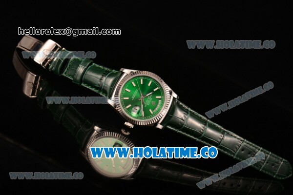 Rolex Day-Date Asia 2813/Swiss ETA 2836/Clone Rolex 3135 Automatic Steel Case with Stick Markers and Green Dial (BP) - Click Image to Close